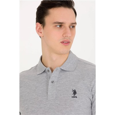 Erkek Gri Melanj Basic Polo Yaka Tişört