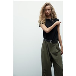 DOUBLE PLEAT TROUSERS WITH BELT