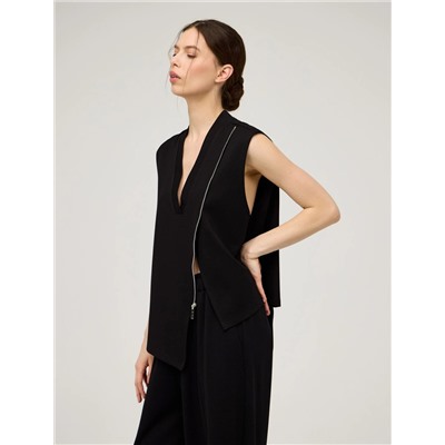 Черный асимметричный жилет
