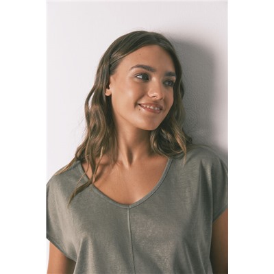 Camiseta holgada viscosa naranja lurex