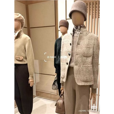 Женский твидовый пиджак с воротником-стойкой   Lor*o Pian*a