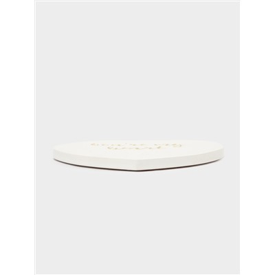 Подставка под кружку, 13х9 см, керамика/пробка, сердце, белая, Надпись