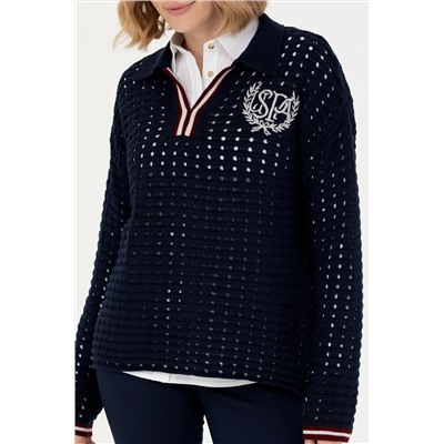 Kadın Lacivert V - Yaka Kazak