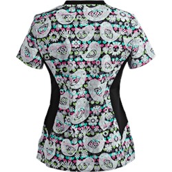 White Cross Scrubs Tweet Hearts Print Top