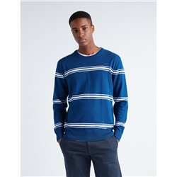 Striped Knitted Jumper, Men, Blue