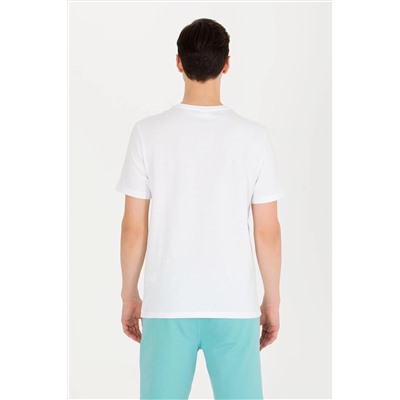 Erkek Beyaz Bisiklet Yaka Tişört