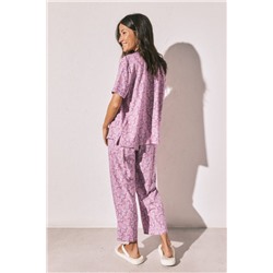 Pijama Capri camisero estampado flores