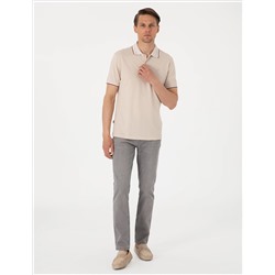 Bej Slim Fit Polo Yaka Tişört