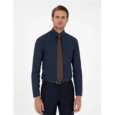 Lacivert Slim Fit Uzun Kollu Gömlek