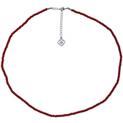 Колье 45-50см (шпинель 3мм вишневая; покрытие родий)