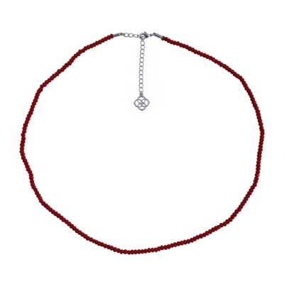 Колье 45-50см (шпинель 3мм вишневая; покрытие родий)