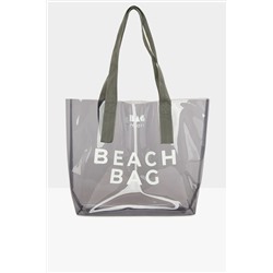 Bagmori, Gri Kadın Beach Bag Baskılı Şeffaf Plaj Çantası M000007257