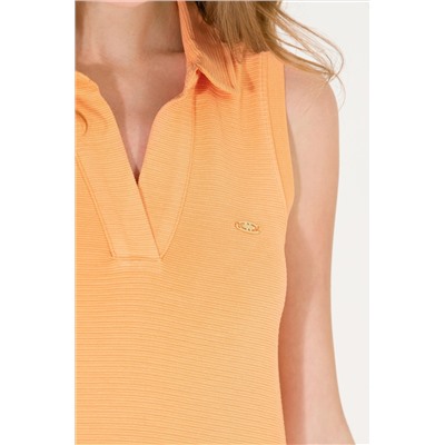 Kadın Turuncu Polo Yaka Örme Elbise