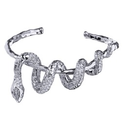 Браслет Змея (кристаллы SW белые; покрытие родий), Есть комплект