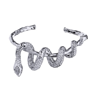 Браслет Змея (кристаллы SW белые; покрытие родий), Есть комплект