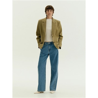 Полупальто из шерсти в полоску, R151/line