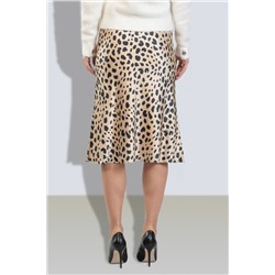 Falda midi de seda Miel y negro