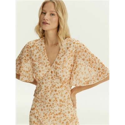 Платье мини из шифона с цветочным принтом, PL1724/voile