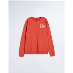 Fleece Sweatshirt, Men, Dark Orange