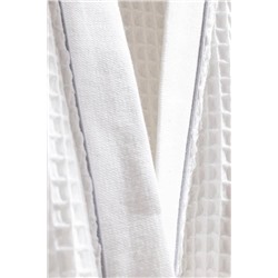 Pathier %100 Pamuk Kimono Unisex Bornoz - Beyaz/Gri