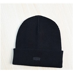 Зимняя теплая хлопковая шапка с вышитыми буквами и объемной вязкой ЛАКОСТ*Е