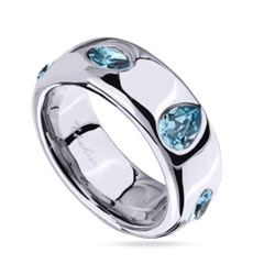 Кольцо Эйва (кристаллы SW аквамарин; покрытие родий), Есть комплект