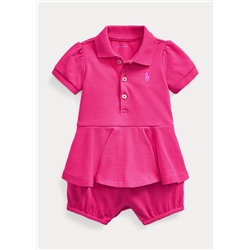Baby Girl Peplum Mesh Bubble Shortall