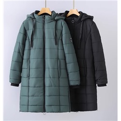 Женское длинное хлопковое пальто со съемным капюшоном