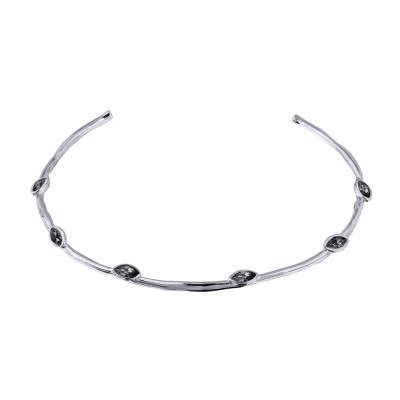 Колье Эйва (кристаллы SW темно-серые; покрытие родий), Есть комплект