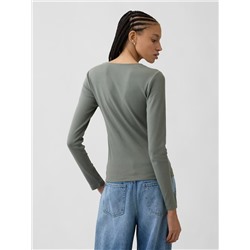 Ribbed Lace-Trim Top