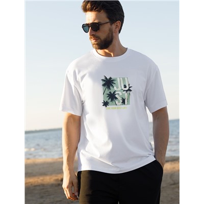 Свободная футболка  с авторским принтом