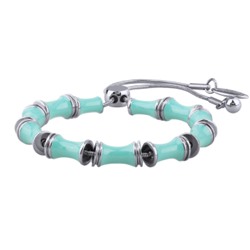 Браслет Бамбук (эмаль морская свежесть; покрытие родий) 23см, Есть комплект