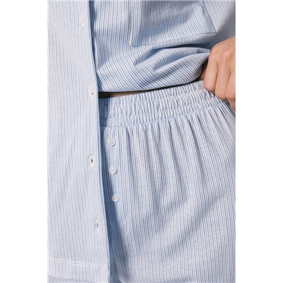 Pijama camisero 100% algodón rayas azul