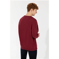 Erkek Vişne Bisiklet Yaka Sweatshirt