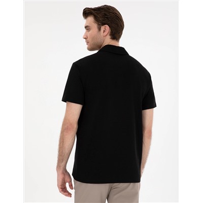 Siyah Slim Fit Polo Yaka Tişört