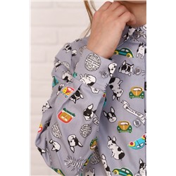 Блузка 11401 Бульдог на сером НАТАЛИ #874840