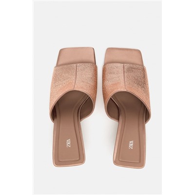 HEELED MULES WITH RHINESTONES