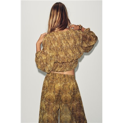 PRINTED BLOUSE WITH TIED DETAILS