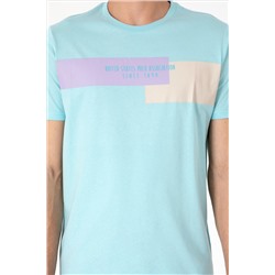 Erkek Regular Fit Bisiklet Yaka Aqua Tişört