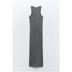 WASHED-EFFECT RIBBED FITTED DRESS