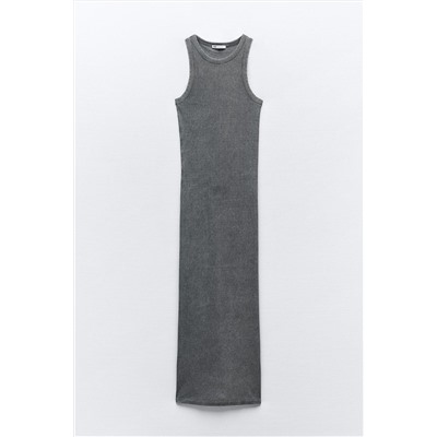 WASHED-EFFECT RIBBED FITTED DRESS
