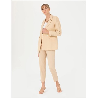 Bej Kruvaze Slim Fit Ceket