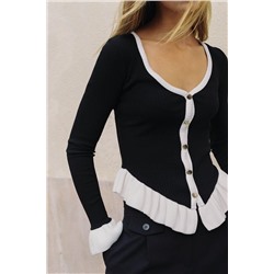 CONTRAST RUFFLE JACKET