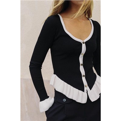 CONTRAST RUFFLE JACKET