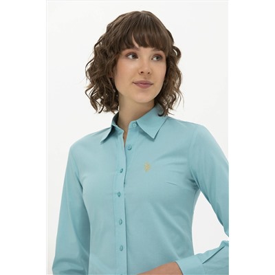 Kadın Mint Uzun Kollu Basic Gömlek