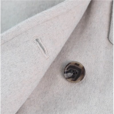 Женское Элегантное двубортное длинное шерстяное пальто с воротником из шерсти  ЛАЙ*М