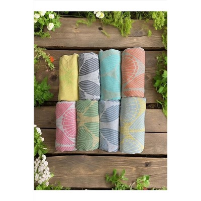 fildastore Kavak Ağacı Lifinden El Dokuması Midye Desen, Jakarlı, Premium Kalite, Peştemal, Plaj Havlusu, Pareo