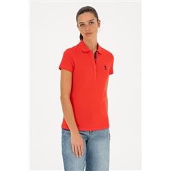 Kadın Kırmızı Basic Polo Yaka Tişört
