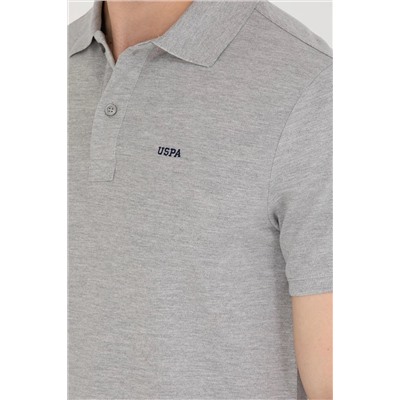 Erkek Gri Melanj Basic Polo Yaka Tişört