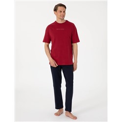 Bordo Kısakol Pijama Takımı